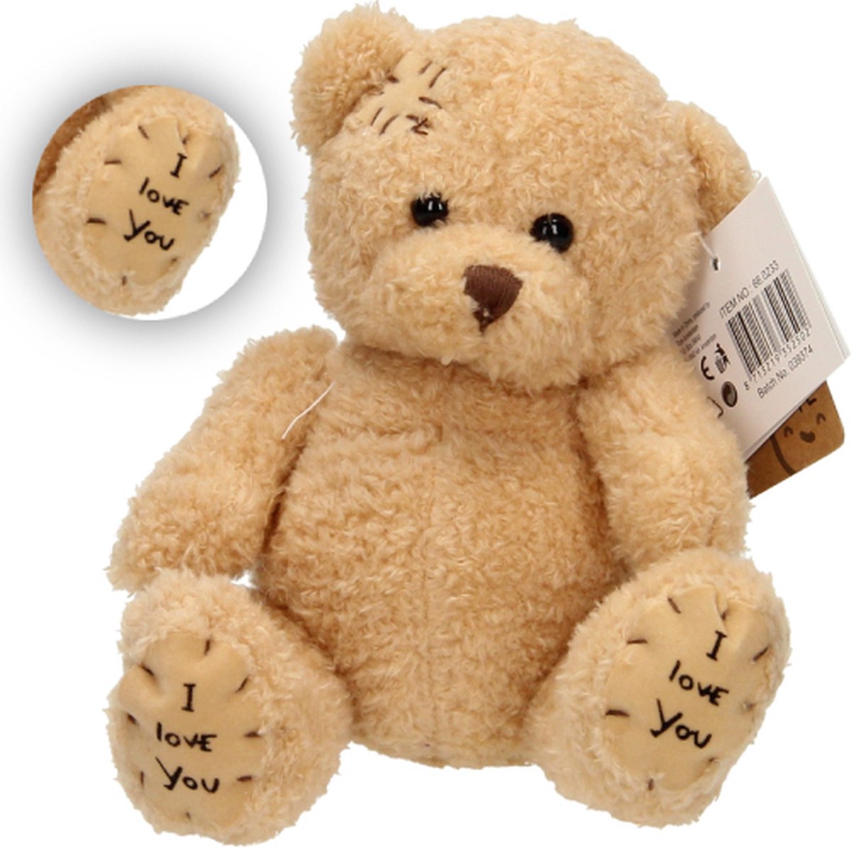 Teddybeer Pooky (Bruin) “I Love You” 17 cm [valentijn cadeautje voor hem haar – valentijnsdag decoratie cadeau man vrouw - i love you teddybeer knuffelbeer – rozen beer xxl – liefdes beertje - valentijnsdag knuffel]